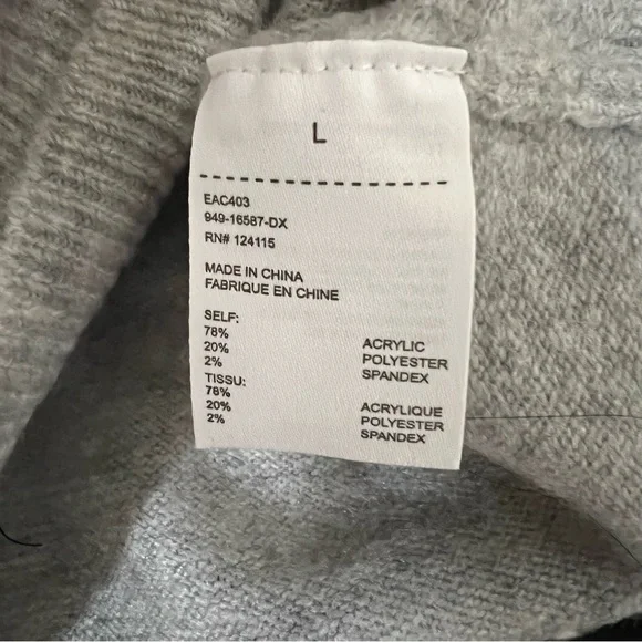 Sophie Rue Gray Mock Neck Cropped Sweater Womens L Cozy Minimal NWT - Picture 7 of 7